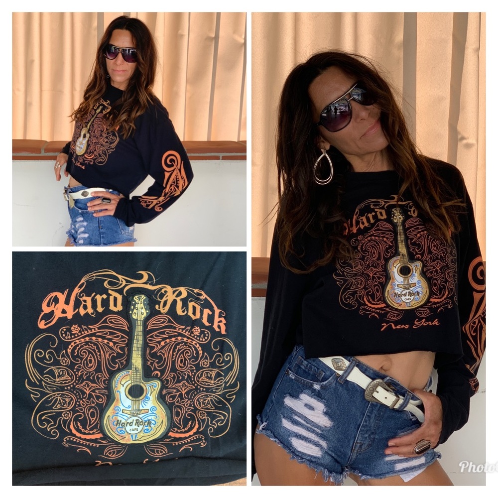 Vintage cropped hard rock tee shirt top M